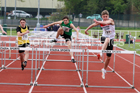 Mens under-17s 100 metres hurdles, 2019 North Eastern Track and Field Champs., Middlesbrough. Photo:  David T. Hewitson/Sports for All Pics